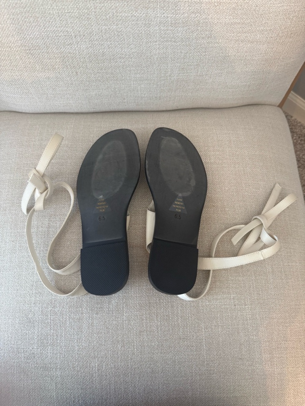 Cream Lace-Up Sandals - Picture 4 of 4